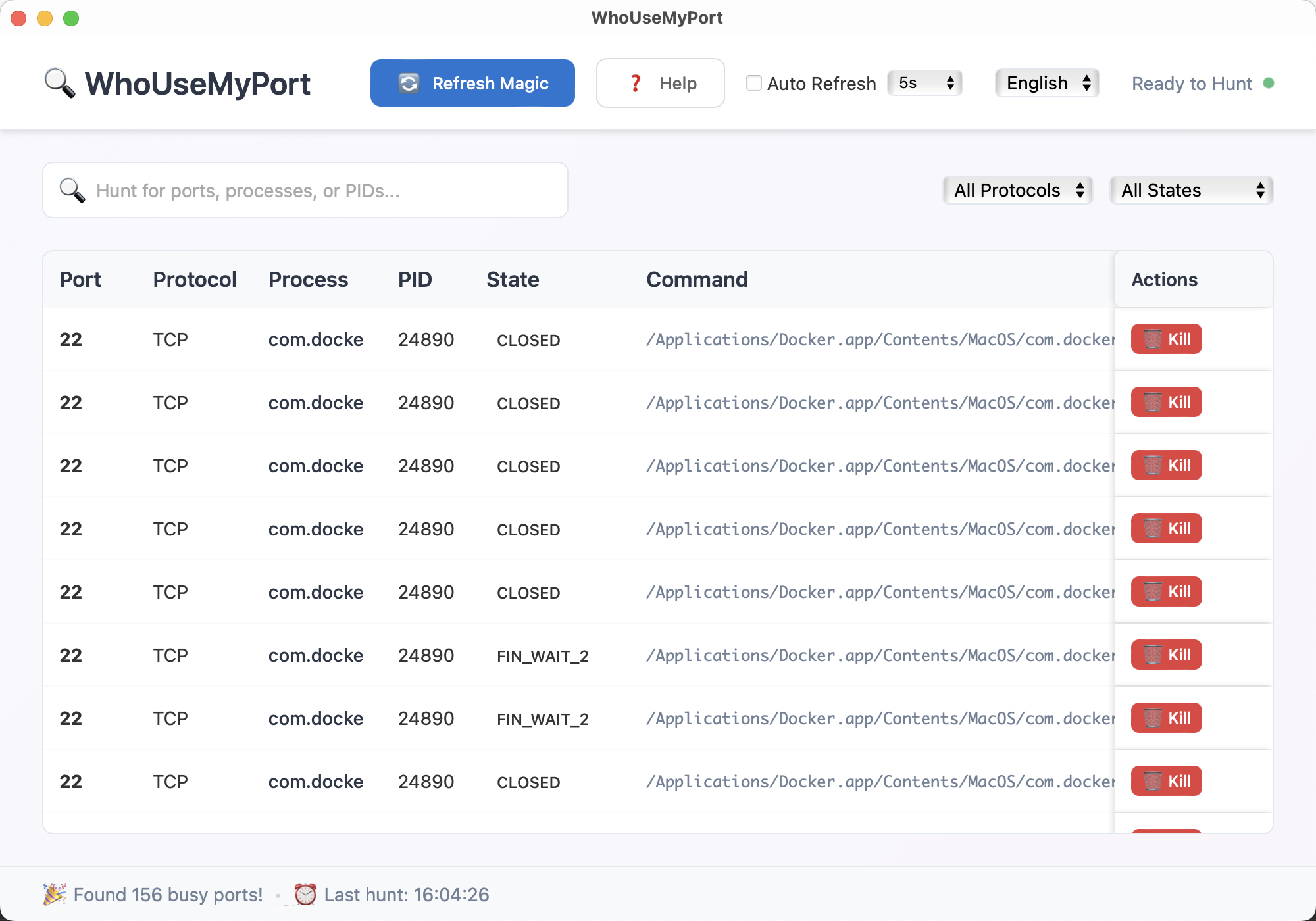 WhoUseMyPort App Screenshot